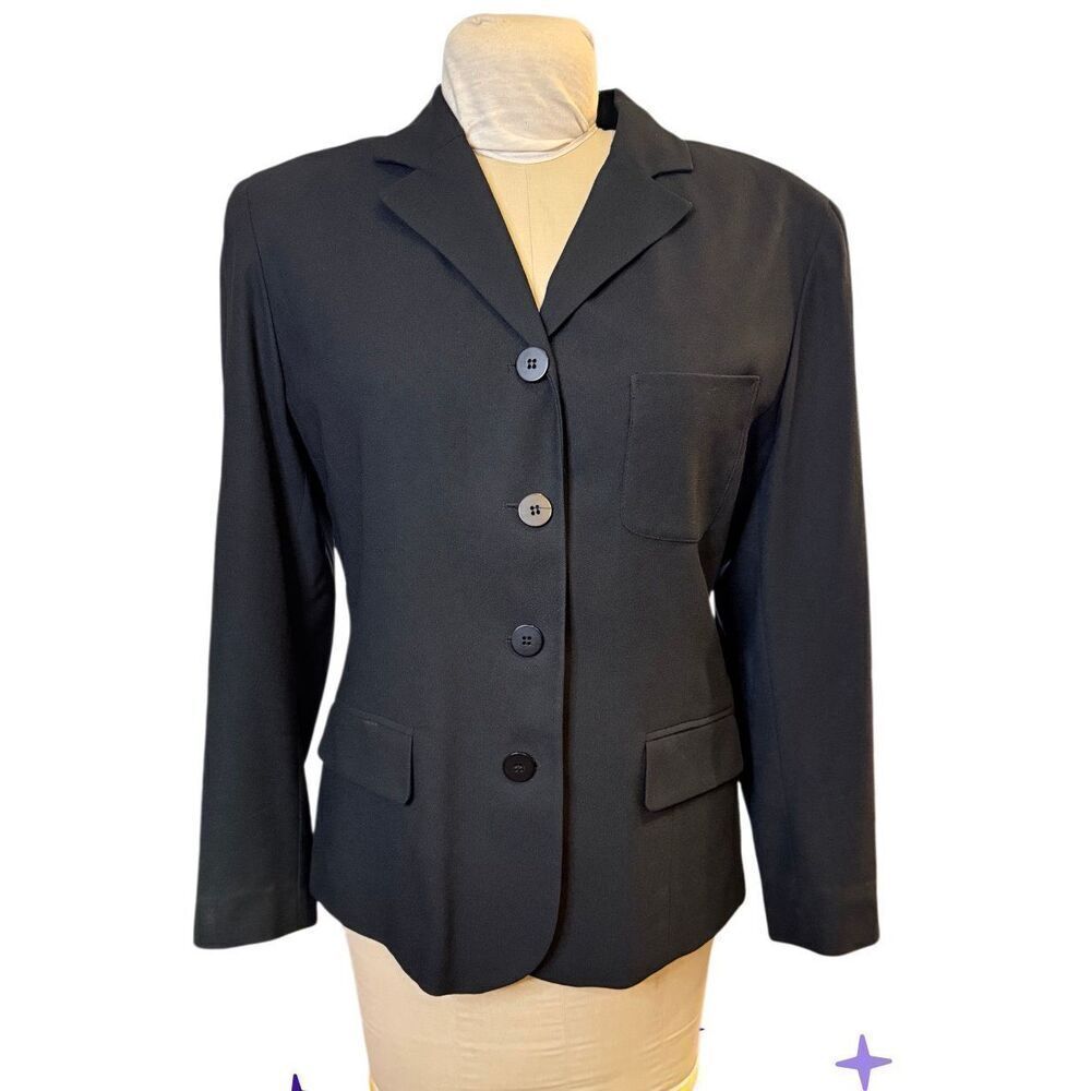 Jacqueline Ferrar Blazer Black Sz. 12 4-Button Front Lined